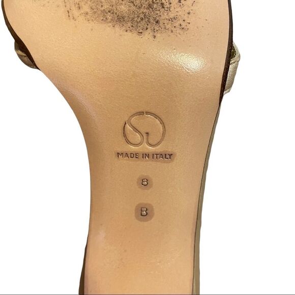 St John Gold /Champagne Metallic Open Toe and Open Heel Strappy Shoes Size 8 - Picture 9 of 11